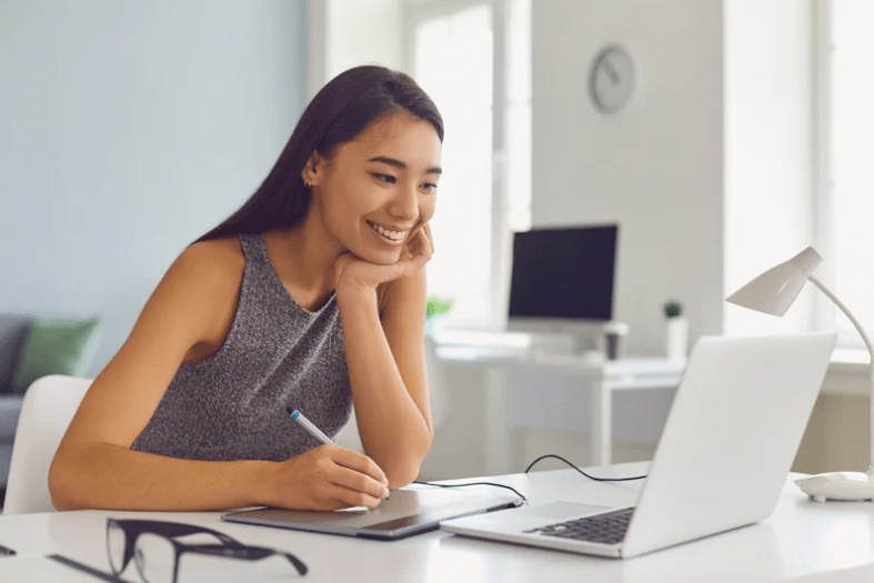 woman smiling web development agency