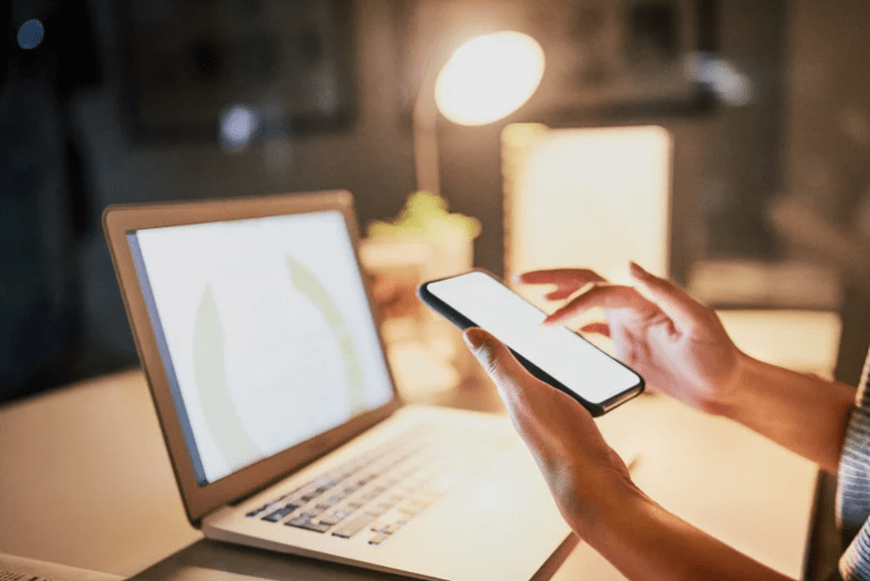 using phone and computer