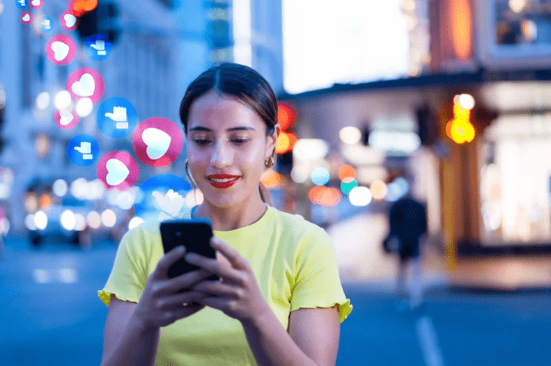 woman outside on phone